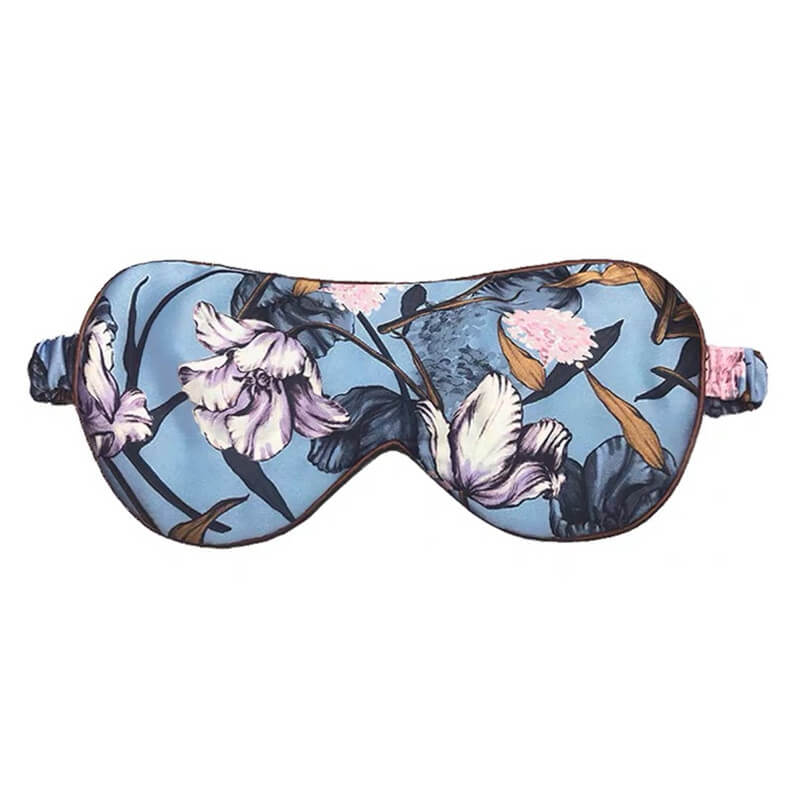 Schlafmaske aus Seide für Damen und Herren Seiden Schlafbrille mit Blumendruck Luxus schlafmaske