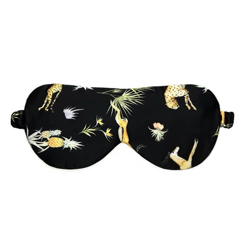 Schlafmaske aus Seide für Damen und Herren Seiden Schlafbrille mit Blumendruck Luxus schlafmaske