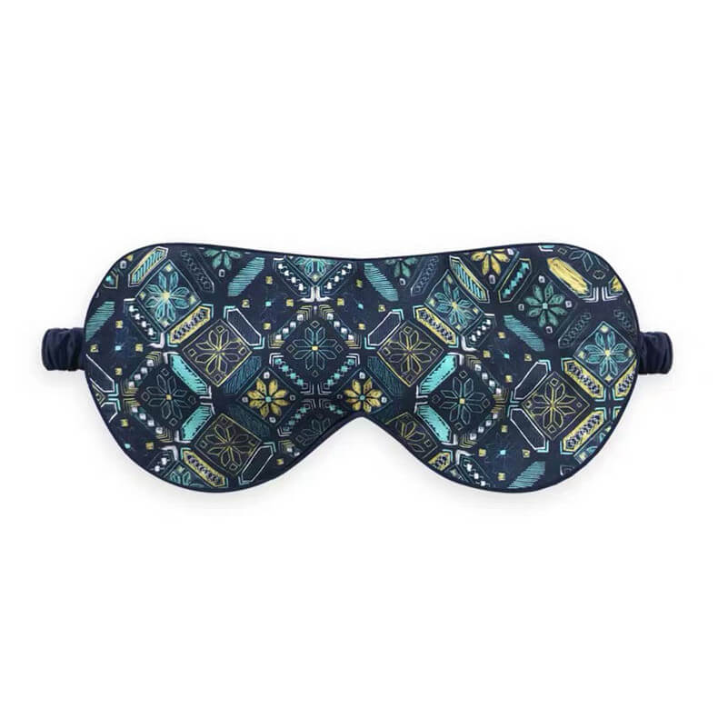 Augenmaske aus Seide für Damen und Herren Seiden Schlafbrille mit Blumendruck Hochwertige Schlafmaske
